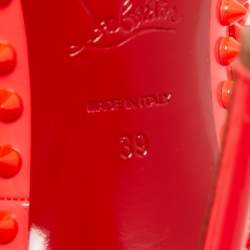 Pre Owned Christian Louboutin Neon Orange Patent Leather Fifi Spikes Pumps Size 39