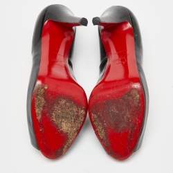 Pre Owned Christian Louboutin Black Patent Leather Very Prive Pumps Size 37