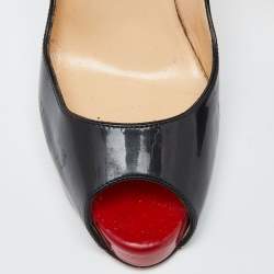 Pre Owned Christian Louboutin Black Patent Leather Very Prive Pumps Size 37