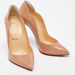 مملوكة مسبقًا Christian Louboutin Beige Patent Leather Hot Chick Pumps Size 36
