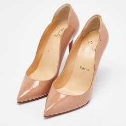 مملوكة مسبقًا Christian Louboutin Beige Patent Leather Hot Chick Pumps Size 36