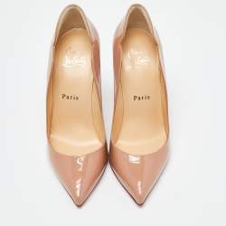مملوكة مسبقًا Christian Louboutin Beige Patent Leather Hot Chick Pumps Size 36