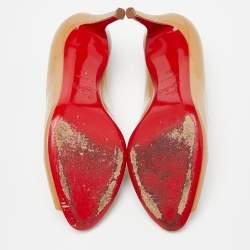 Pre Owned Christian Louboutin Beige Patent Leather You You Pumps Size 38