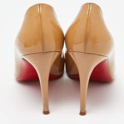 Pre Owned Christian Louboutin Beige Patent Leather You You Pumps Size 38