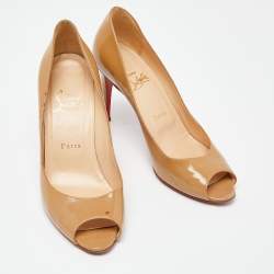 Pre Owned Christian Louboutin Beige Patent Leather You You Pumps Size 38