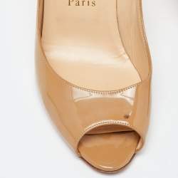 Pre Owned Christian Louboutin Beige Patent Leather You You Pumps Size 38