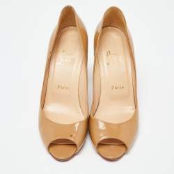 Pre Owned Christian Louboutin Beige Patent Leather You You Pumps Size 38