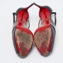 Pre Owned Christian Louboutin Black Leather and Patent Mira Bella Sandals Size 41