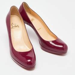 Pre Owned Christian Louboutin Purple Patent Leather New Simple Pumps Size 38
