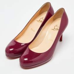 Pre Owned Christian Louboutin Purple Patent Leather New Simple Pumps Size 38
