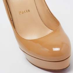 Pre Owned Christian Louboutin Beige Patent Leather Bianca Pumps Size 37