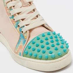 Pre Owned Christian Louboutin Multicolor Patent and Leather Louis Spikes High Top Sneakers Size 36.5