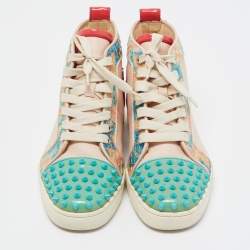 Pre Owned Christian Louboutin Multicolor Patent and Leather Louis Spikes High Top Sneakers Size 36.5