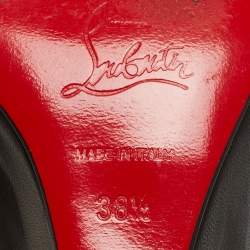 Pre Owned Christian Louboutin Black Leather Simple  Wedge Pumps Size 38.5