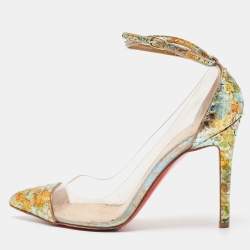 Pre Owned Christian Louboutin Multicolor Python and PVC Pigalle Pumps Size 37.5