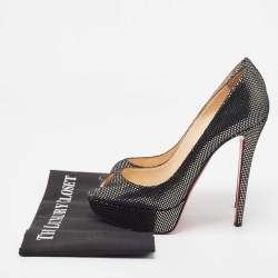 Pre Owned Christian Louboutin Two Tone Laminated Suede Lady Peep Pumps Size 40