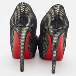 Pre Owned Christian Louboutin Two Tone Laminated Suede Lady Peep Pumps Size 40