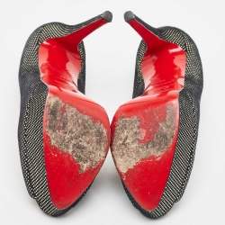 Pre Owned Christian Louboutin Two Tone Laminated Suede Lady Peep Pumps Size 40