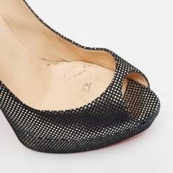 Pre Owned Christian Louboutin Two Tone Laminated Suede Lady Peep Pumps Size 40