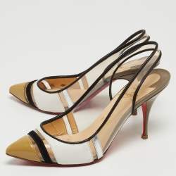 Christian Louboutin Tri-Color PVC and Leather Highway Slingback Sandals Size 36.5