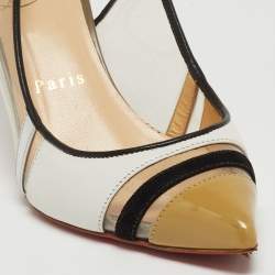 Pre Owned Christian Louboutin Tri-Color PVC and Leather Highway Slingback Sandals Size 36.5