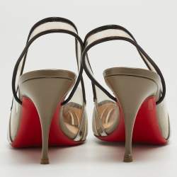 Christian Louboutin Tri-Color PVC and Leather Highway Slingback Sandals Size 36.5