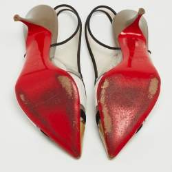 Pre Owned Christian Louboutin Tri-Color PVC and Leather Highway Slingback Sandals Size 36.5
