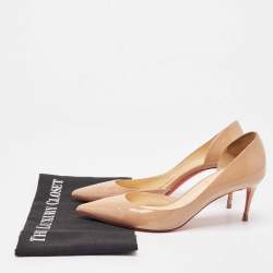 Pre Owned Christian Louboutin Beige Patent Iriza Pumps Size 37.5
