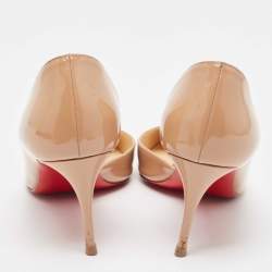 Pre Owned Christian Louboutin Beige Patent Iriza Pumps Size 37.5