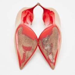 Pre Owned Christian Louboutin Beige Patent Iriza Pumps Size 37.5