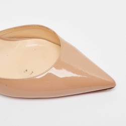 Pre Owned Christian Louboutin Beige Patent Iriza Pumps Size 37.5