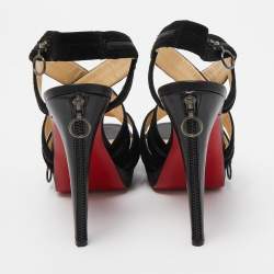 مملوكة مسبقًا Christian Louboutin Black Suede Rodita Sandals Size 36.5