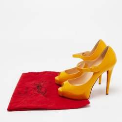 Christian Louboutin Orange Patent Leather Jane Vendome Pumps Size 38.5