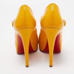 Christian Louboutin Orange Patent Leather Jane Vendome Pumps Size 38.5