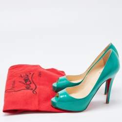 Christian Louboutin Green Patent Leather Lady Peep Pumps Size 36.5