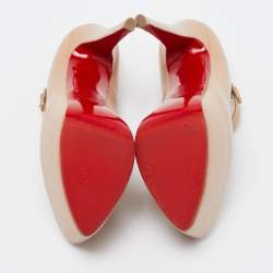 Pre Owned Christian Louboutin Beige Leather Lady Daf  Pumps Size 36.5