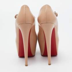 Pre Owned Christian Louboutin Beige Leather Lady Daf  Pumps Size 36.5