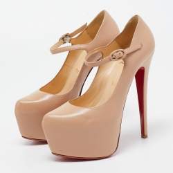Pre Owned Christian Louboutin Beige Leather Lady Daf  Pumps Size 36.5
