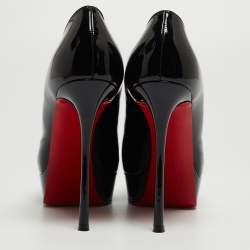 Pre Owned Christian Louboutin Black Patent Leather Bianca Platform Pumps Size 39.5