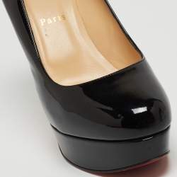 Pre Owned Christian Louboutin Black Patent Leather Bianca Platform Pumps Size 39.5