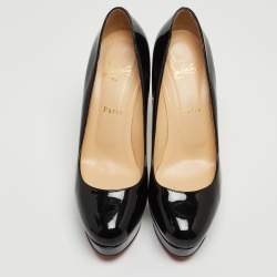 Pre Owned Christian Louboutin Black Patent Leather Bianca Platform Pumps Size 39.5