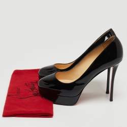 Pre Owned Christian Louboutin Black Patent Leather Bianca Platform Pumps Size 39.5
