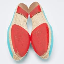 Christian Louboutin Blue Canvas Gala Espadrille Loafers Size 37