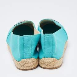 Christian Louboutin Blue Canvas Gala Espadrille Loafers Size 37