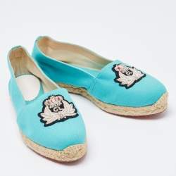 Christian Louboutin Blue Canvas Gala Espadrille Loafers Size 37