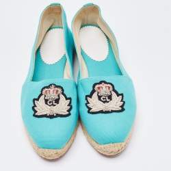 Christian Louboutin Blue Canvas Gala Espadrille Loafers Size 37