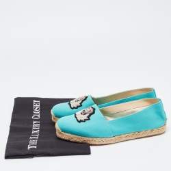 Christian Louboutin Blue Canvas Gala Espadrille Loafers Size 37