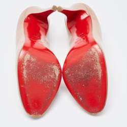 Pre Owned Christian Louboutin Beige Leather Simple Pumps Size 40.5