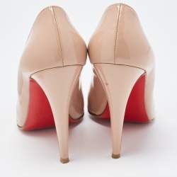 Pre Owned Christian Louboutin Beige Leather Simple Pumps Size 40.5