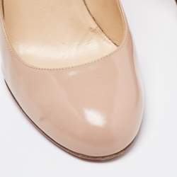 Pre Owned Christian Louboutin Beige Leather Simple Pumps Size 40.5